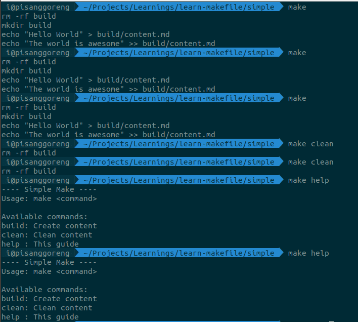 PHONY menyebabkan rule mengabaikan keberadaan target, sehingga rule tersebut selalu dieksekusi
