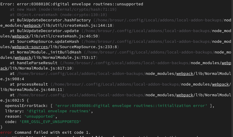 Error in Node.js v17 or newer.