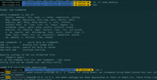 Menghapus direktori node_modules lalu menjalankan npm i (npm install)