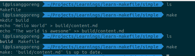 Proses build tidak dieksekusi ketika target sudah tersedia